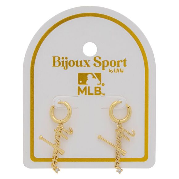 Bijoux Sport by Luv Aj MLB New York Yankees Gold Plated Nameplate Charm Earrings - Picture 1 of 2